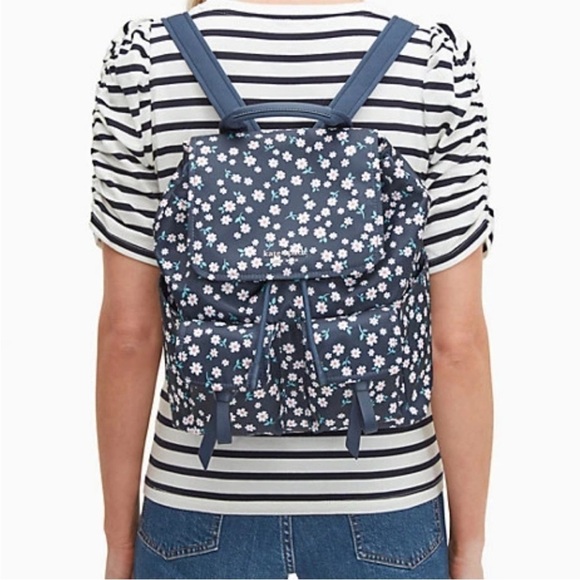 Kate Spade Carley Fleurette Nylon Flap Backpack - Picture 4 of 15